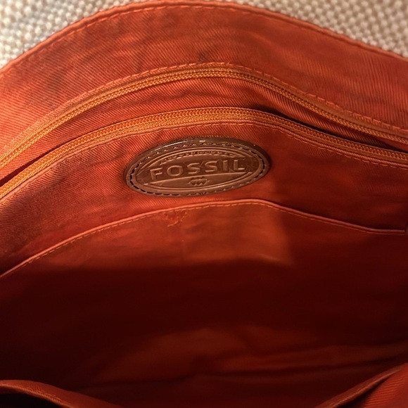 Fossil Explorer Bag Foldover Flap Canvas & Leather Zip Top Magnetic Closure - Picture 8 of 12